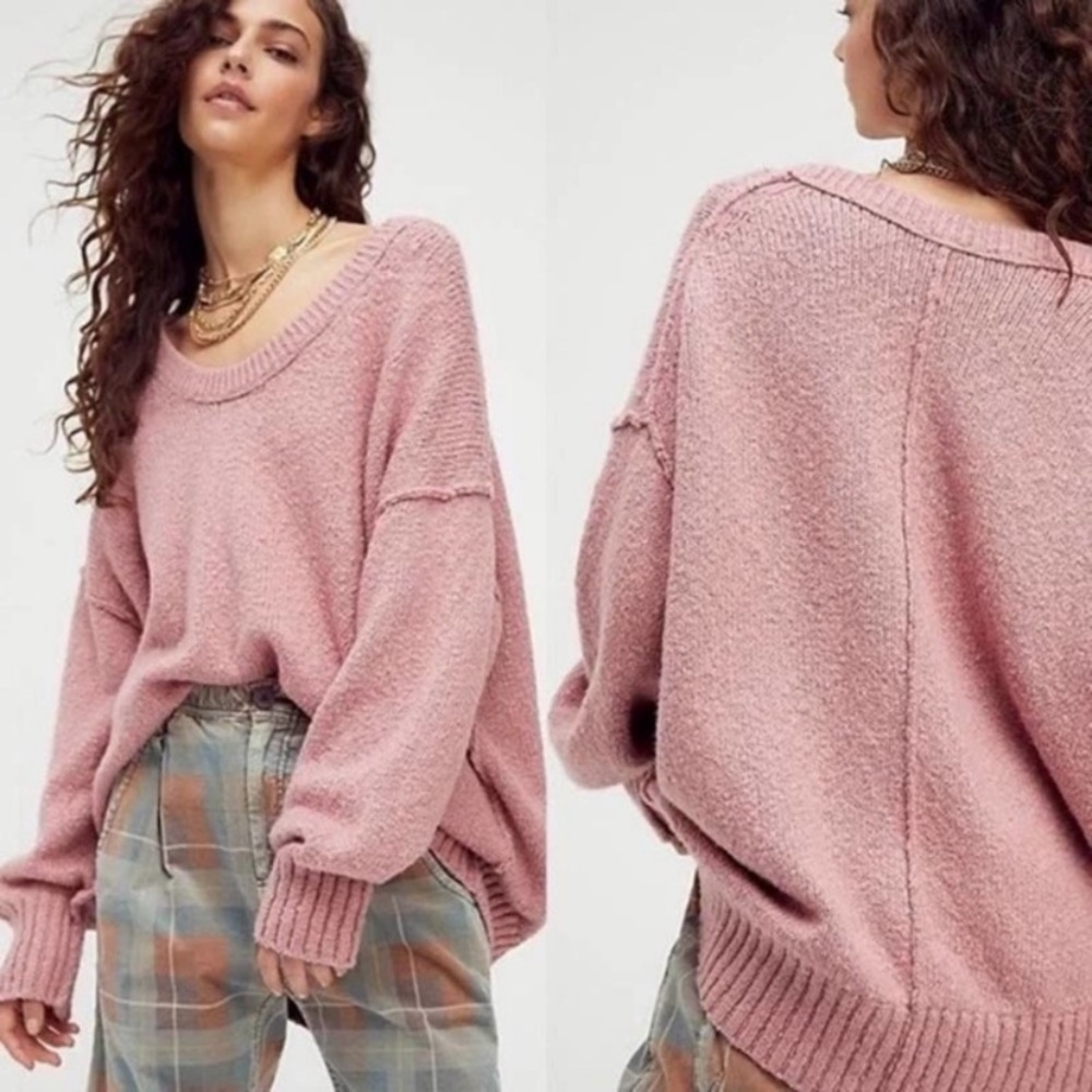 🌿|NWOT| Free People Brookside Tunic Sweater in Alpine Rose - Picture 1 of 13